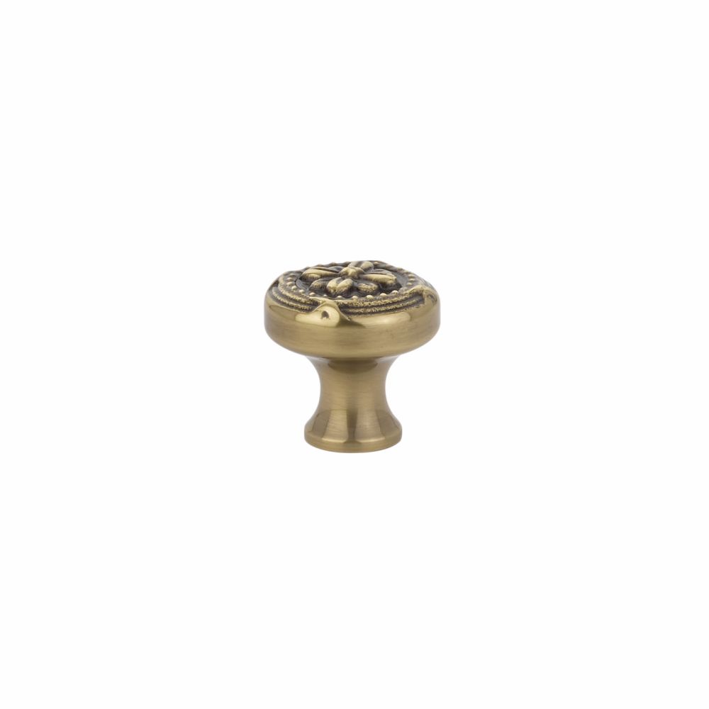 Emtek 86277US7 Ribbon and Reed 1-1/4" Cabinet Knob French Antique Brass Finish Main image