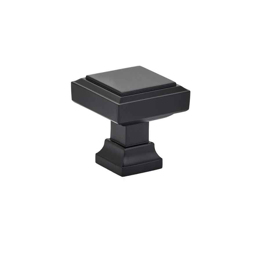 Emtek 86295US19 Geometric Square 1-1/4" Cabinet Knob Flat Black Finish Main image