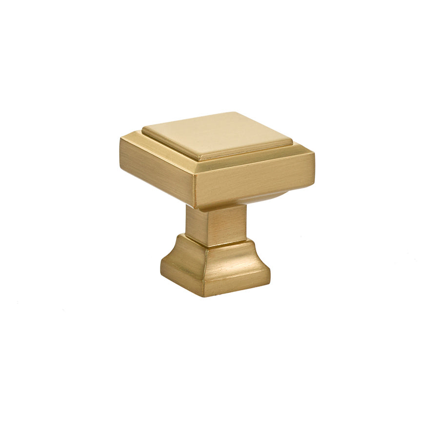 Emtek 86295US4 Geometric Square 1-1/4" Cabinet Knob Satin Brass Finish Main image