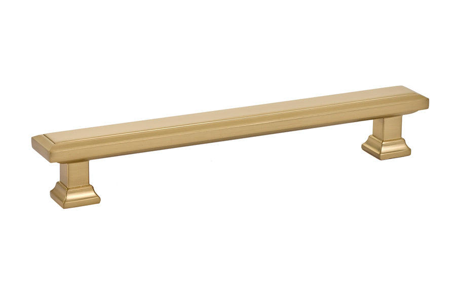 Emtek 86302US4 Geometric Rectangular Cabinet Pull with 6" Center to Center Satin Brass Finish Main image