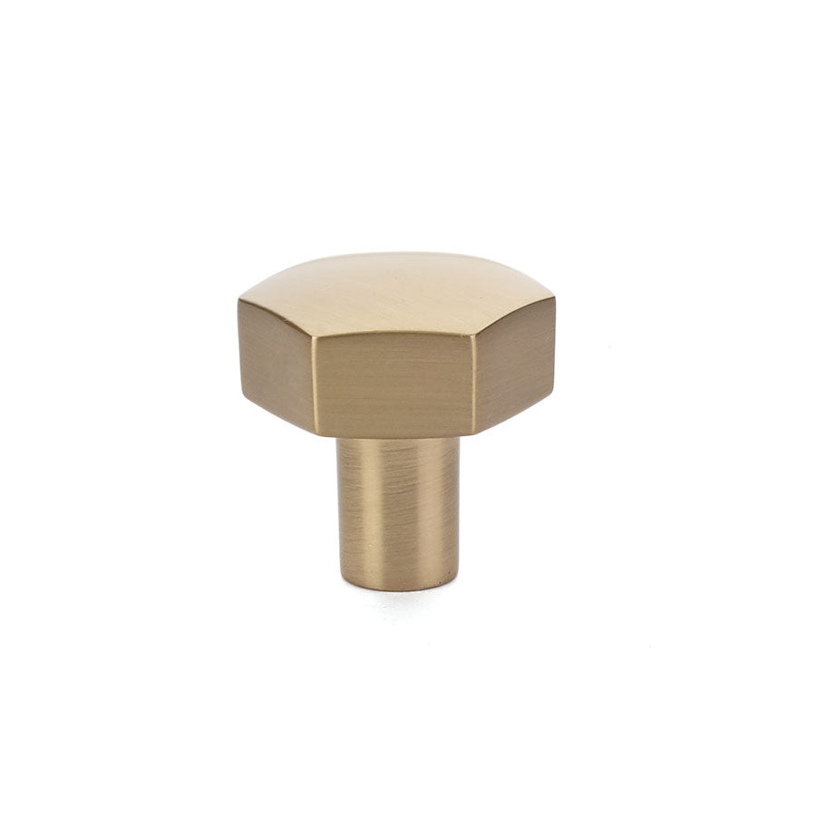 Emtek 86457US4 Mod Hex 1-1/8" Cabinet Knob Satin Brass Finish Main image
