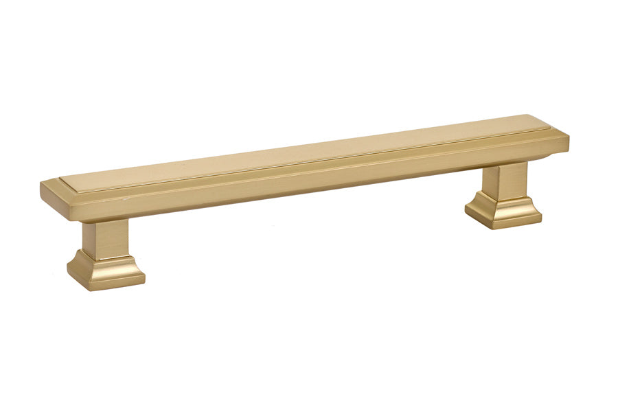 Emtek 86492US4 Geometric Rectangular Cabinet Pull with 5" Center to Center Satin Brass Finish Main image