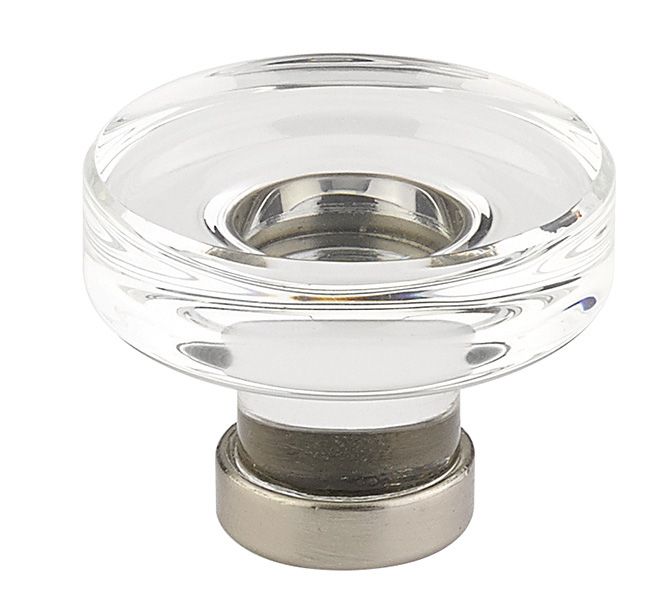 Emtek 86569US15 Grayson 1-1/4" Glass Cabinet Knob Satin Nickel Finish Main image