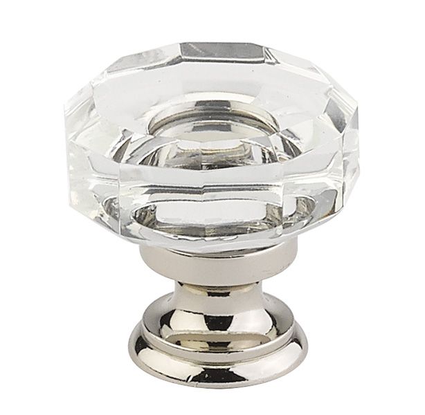 Emtek 86571US14 Lowell 1-3/8" Glass Cabinet Knob Polished Nickel Lifetime Finish Main image