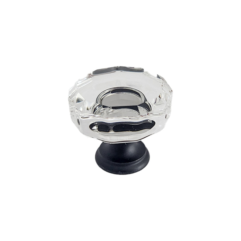 Emtek 86571US19 Lowell 1-3/8" Glass Cabinet Knob Flat Black Finish Main image