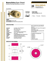 MEGA HANDLES Buena Door Knob Handle Entry/ Passage/ Privacy/ Dummy