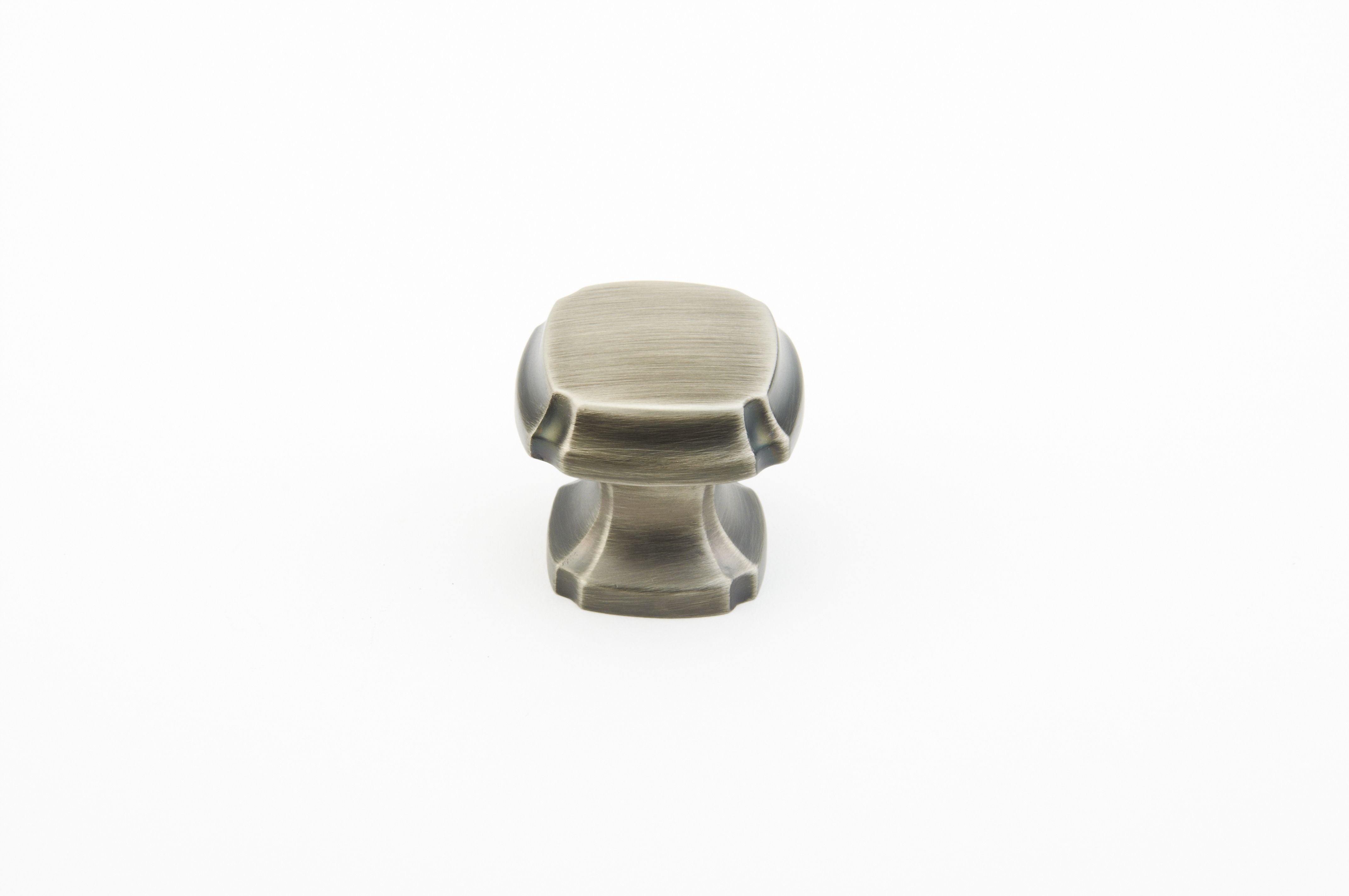 Schaub 882-AN 1-3/8" Empire Square Cabinet Knob Antique Nickel Finish Main image