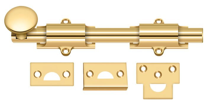 Deltana 8SB003 8" Surface Bolt; Heavy Duty; Lifetime Brass Finish Main image