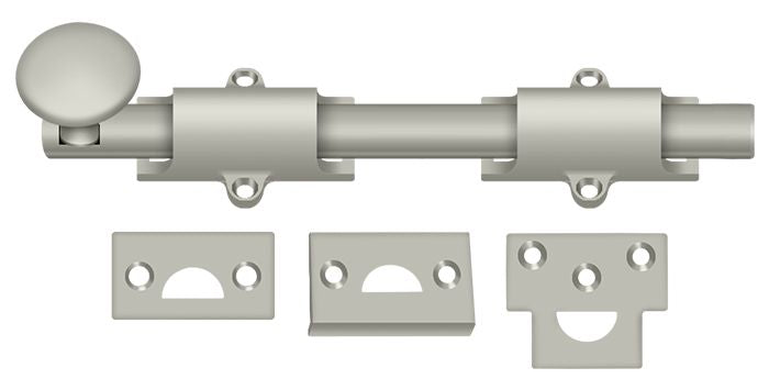 Deltana 8SB15 8" Surface Bolt; Heavy Duty; Satin Nickel Finish Main image