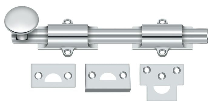 Deltana 8SB26 8" Surface Bolt; Heavy Duty; Bright Chrome Finish Main image