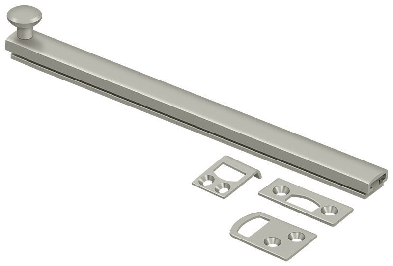 Deltana 8SBCS15 8" Surface Bolt; Concealed Screw; Heavy Duty; Satin Nickel Finish Main image