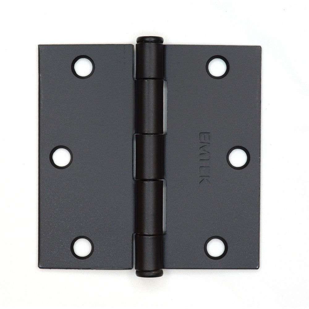 Emtek 91013US19 Pair of 3-1/2" x 3-1/2" Square Steel Residential Duty Hinges Flat Black Finish Main image