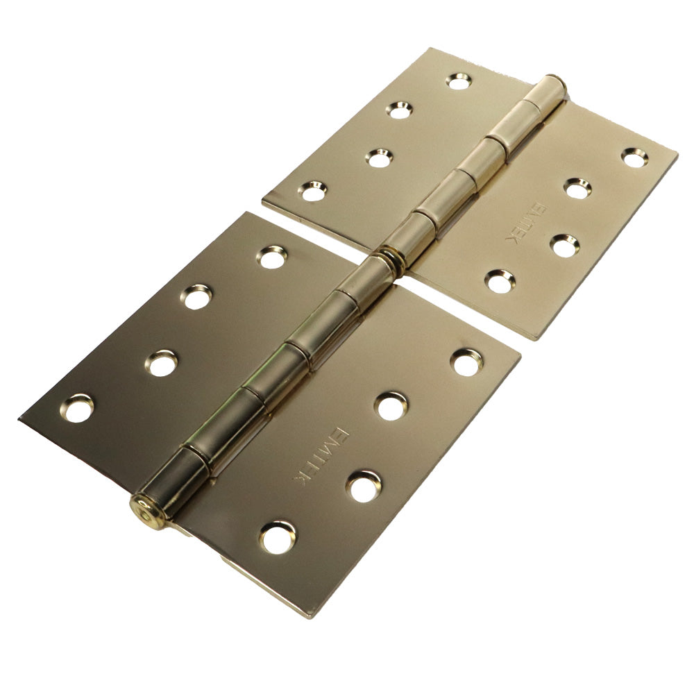 Emtek 91014US3 Pair of 4" x 4" Square Steel Residential Duty Hinges Polished Brass Finish Main image