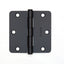 Emtek 91023US19 Pair of 3-1/2" x 3-1/2" 1/4" Radius Steel Residential Duty Hinges Flat Black Finish
