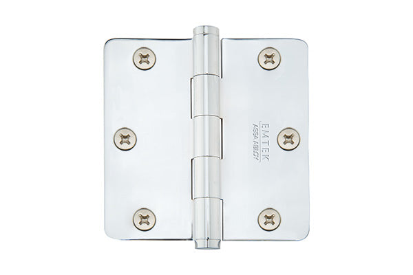 Emtek 91023US26 Pair of 3-1/2" x 3-1/2" 1/4" Radius Steel Residential Duty Hinges Polished Chrome Finish Main image