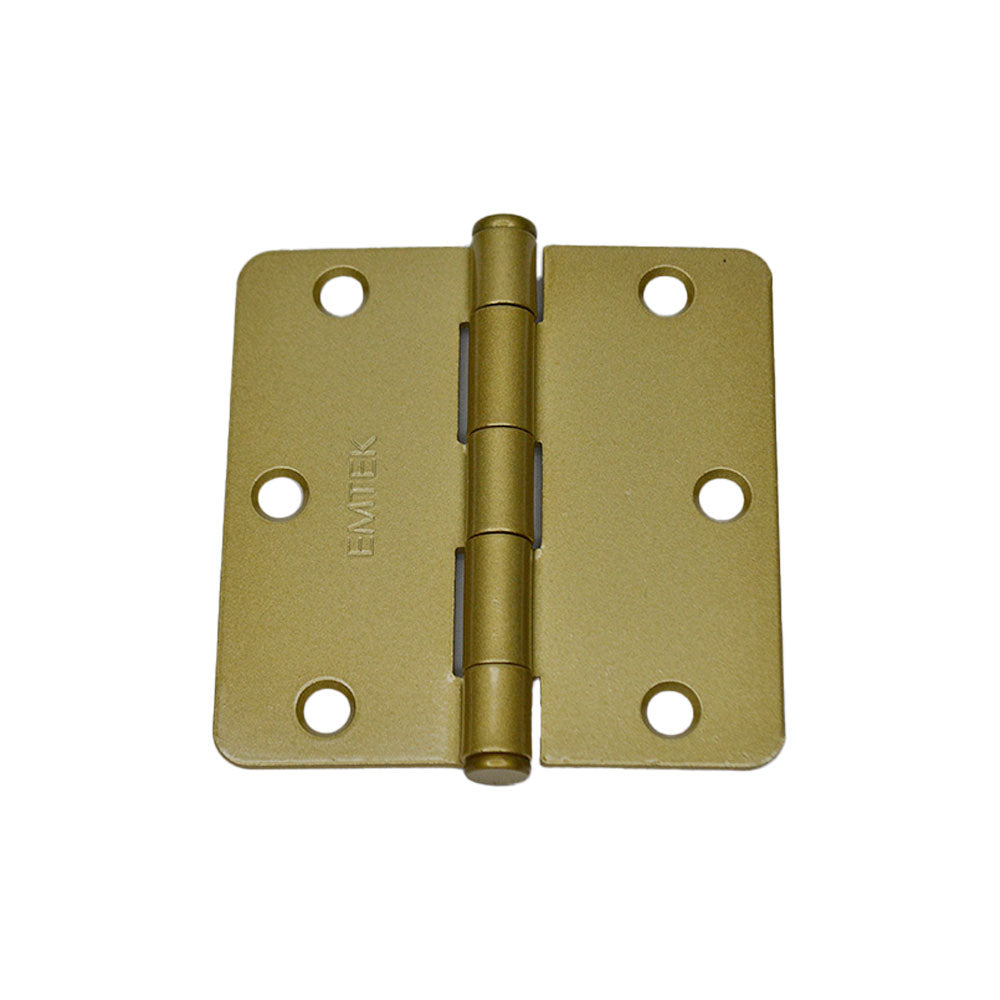 Emtek 91023US4 Pair of 3-1/2" x 3-1/2" 1/4" Radius Steel Residential Duty Hinges Satin Brass Finish Main image