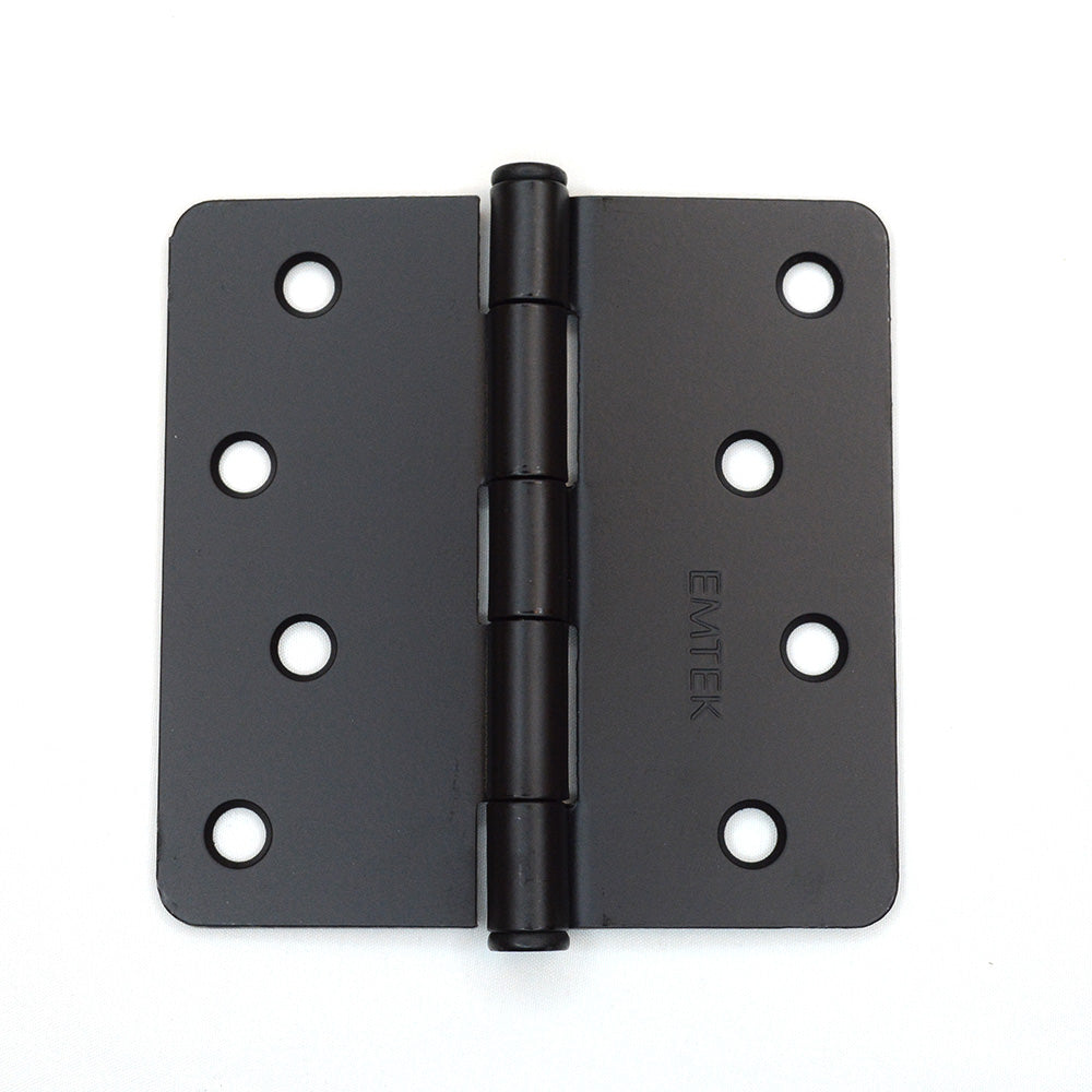 Emtek 91024US19 Pair of 4" x 4" 1/4" Radius Steel Residential Duty Hinges Flat Black Finish Main image