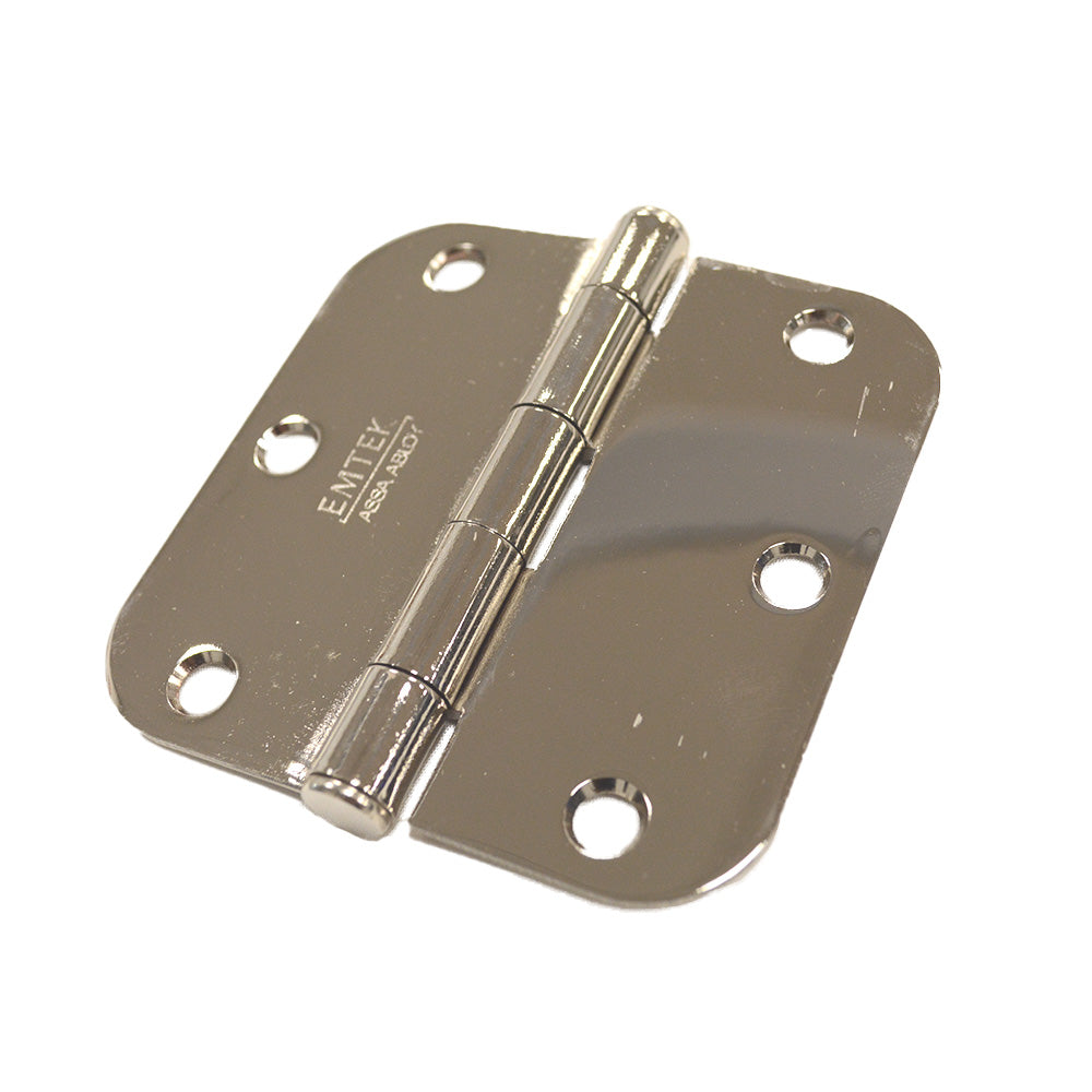 Emtek 91033US14 Pair of 3-1/2" x 3-1/2" 5/8" Radius Steel Residential Duty Hinges Polished Nickel Finish Main image