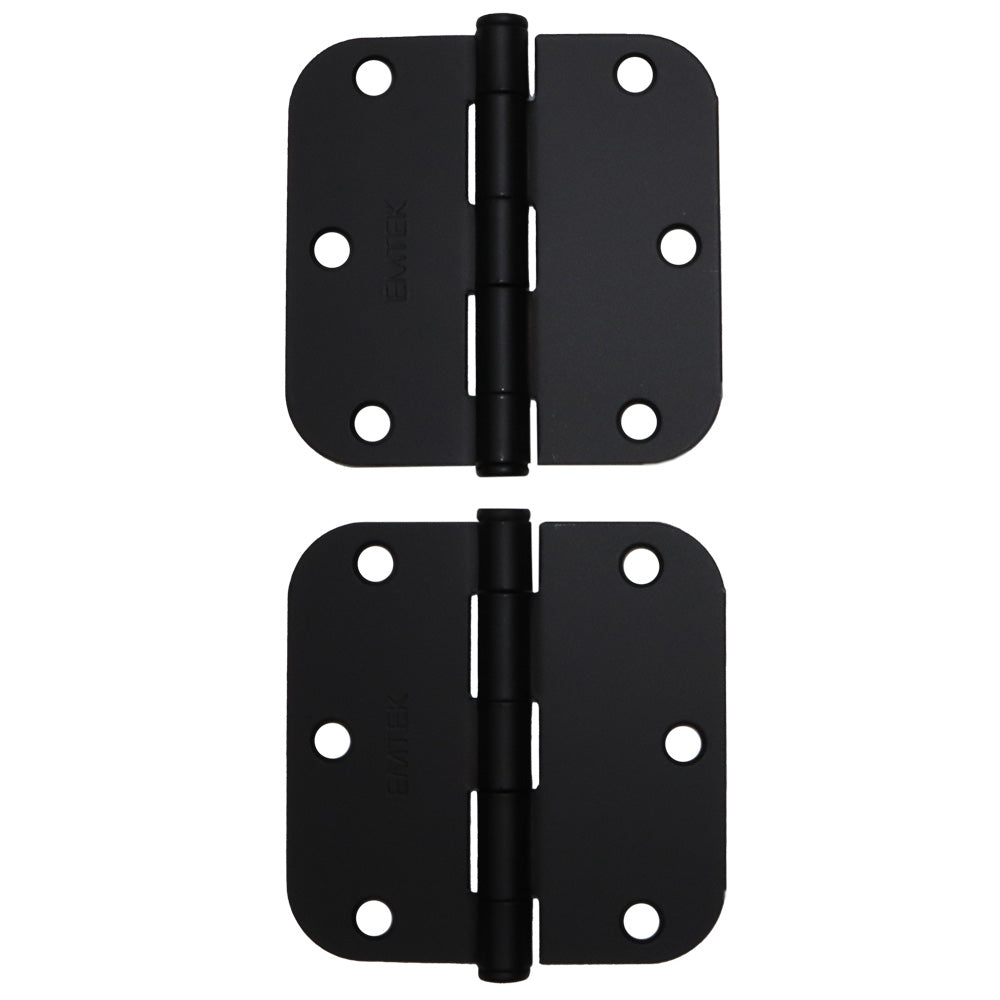 Emtek 91033US19 Pair of 3-1/2" x 3-1/2" 5/8" Radius Steel Residential Duty Hinges Flat Black Finish Main image