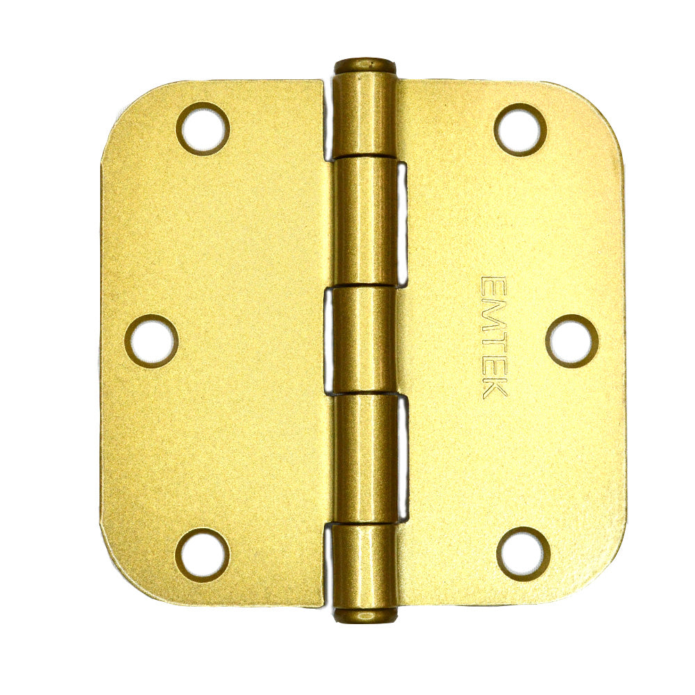 Emtek 91033US4 Pair of 3-1/2" x 3-1/2" 5/8" Radius Steel Residential Duty Hinges Satin Brass Finish Main image