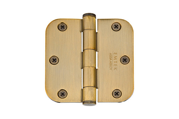 Emtek 91033US7 Pair of 3-1/2" x 3-1/2" 5/8" Radius Steel Residential Duty Hinges French Antique Brass Finish Main image