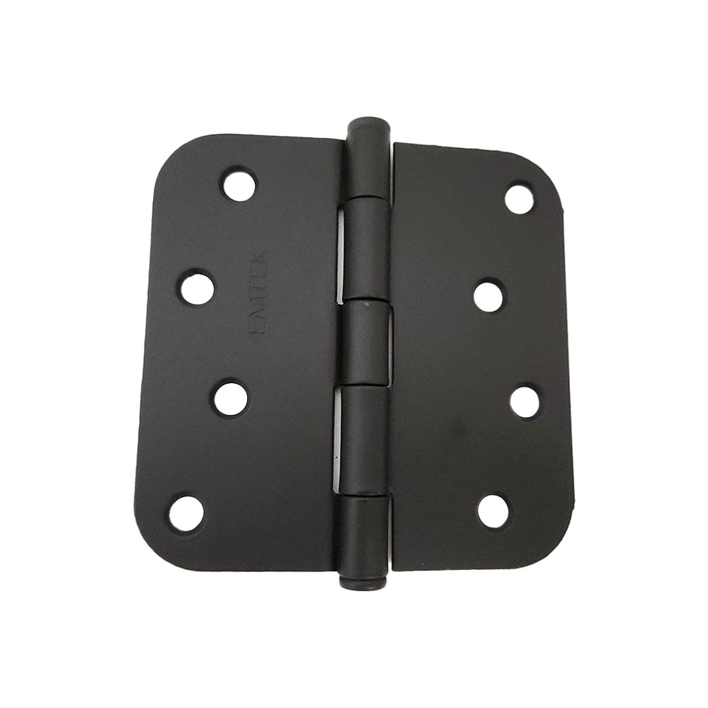Emtek 91034US19 Pair of 4" x 4" 5/8" Radius Steel Residential Duty Hinges Flat Black Finish Main image