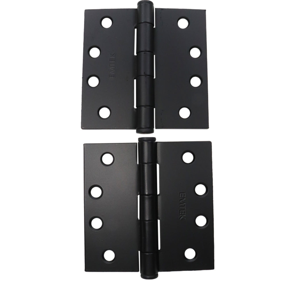 Emtek 92014US19 Pair of 4" x 4" Square Steel Heavy Duty Hinges Flat Black Finish Main image