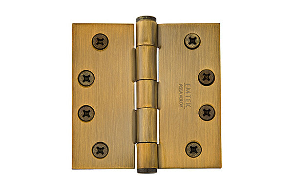 Emtek 92015US7 Pair of 4-1/2" x 4-1/2" Square Steel Heavy Duty Hinges French Antique Brass Finish Main image