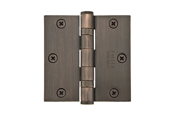 Emtek 94013US10B Pair of 3-1/2" x 3-1/2" Square Heavy Duty Steel Ball Bearing Hinges Oil Rubbed Bronze Finish Main image