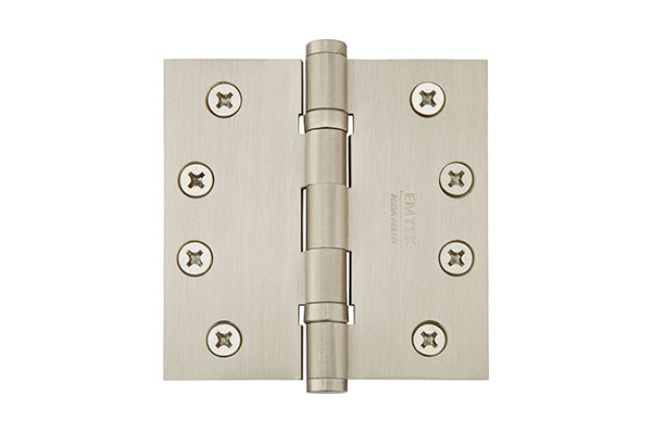 Emtek 94014US15 Pair of 4" x 4" Square Steel Heavy Duty Ball Bearing Hinges Satin Nickel Finish Main image