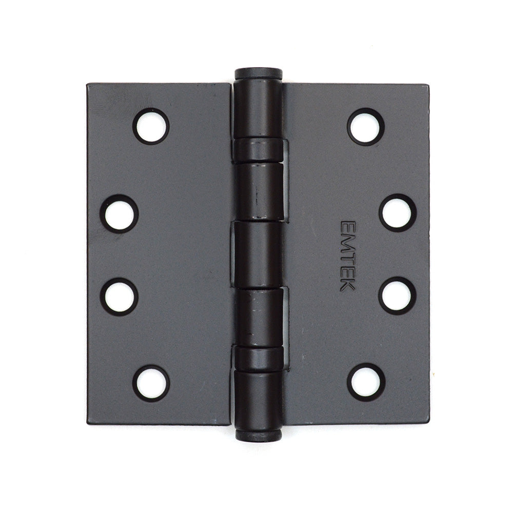 Emtek 94014US19 Pair of 4" x 4" Square Steel Heavy Duty Ball Bearing Hinges Flat Black Finish Main image