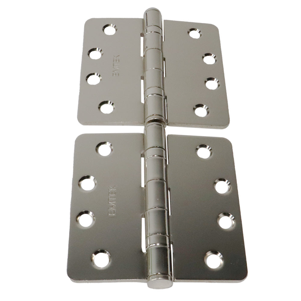 Emtek 94024US14 Pair of 4" x 4" 1/4" Radius Steel Heavy Duty Ball Bearing Hinges Polished Nickel Finish Main image
