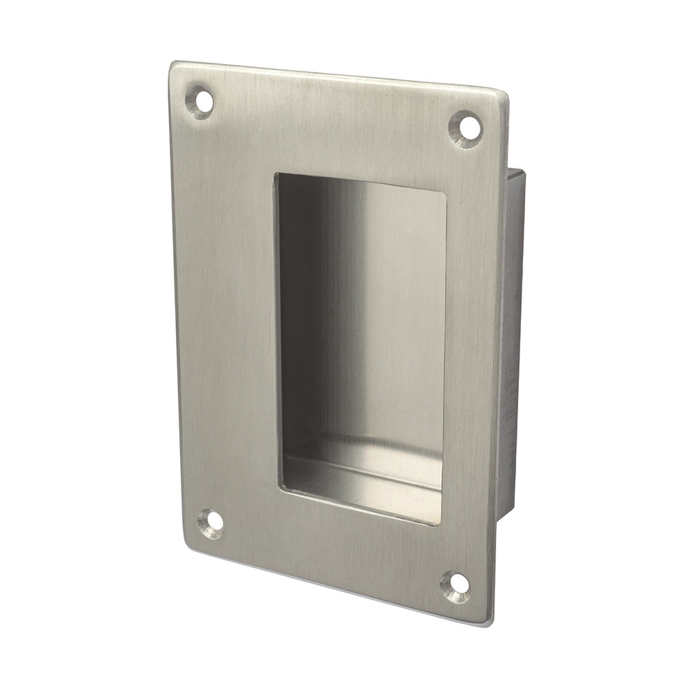Rockwood 9432D 3-1/2" x 5" Rectangular Flush Pull Satin Stainless Steel Finish Main image