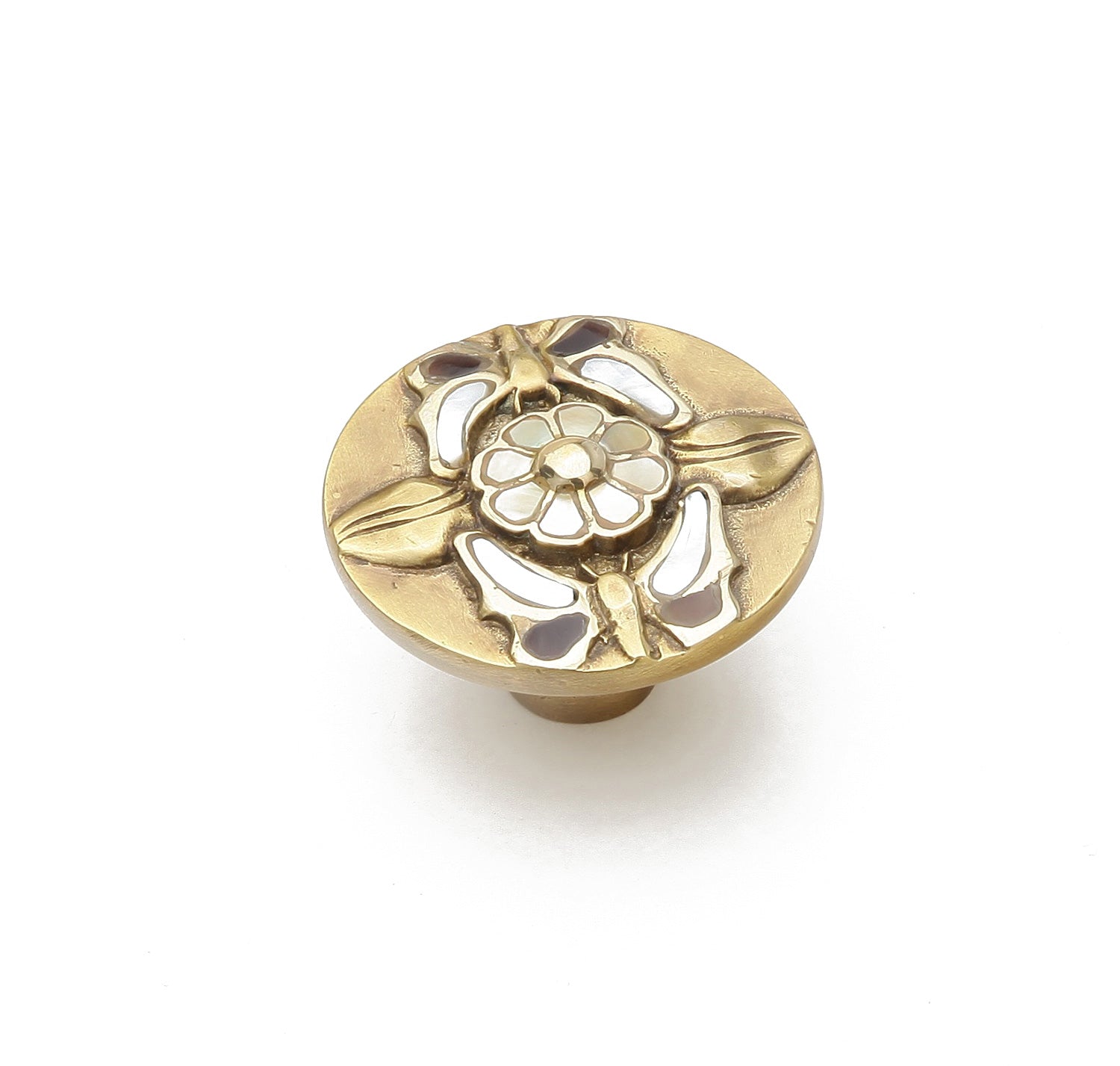 Schaub 954K-AB 1-1/2" Floral Heirloom Treasures Cabinet Knob Antique Brass Finish
