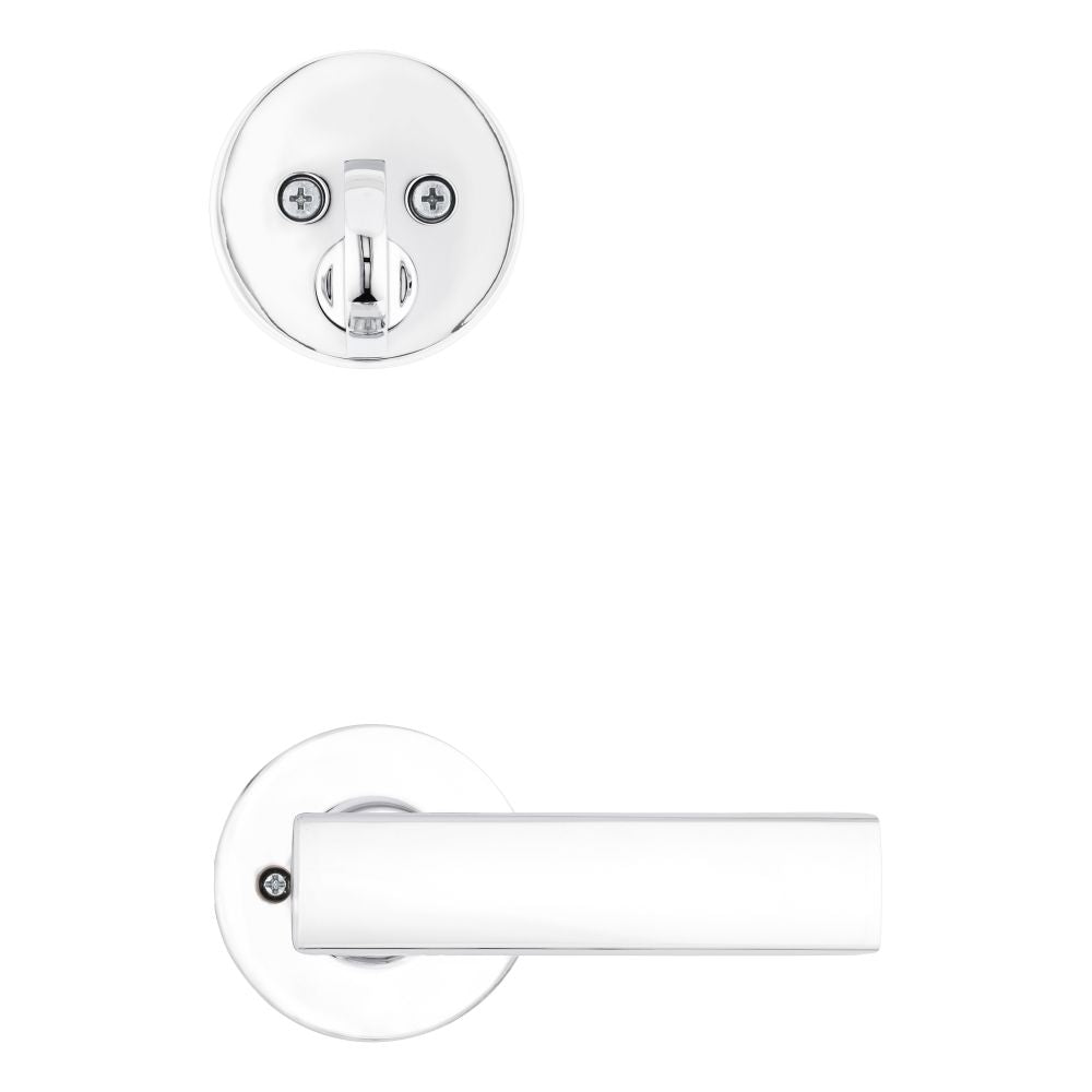Kwikset 966BRNLRDT-26.UNIV Breton Lever with Round Rose Interior Single Cylinder Handleset Trim for Both 800 and 687 Series Handlesets Bright Chrome Finish
