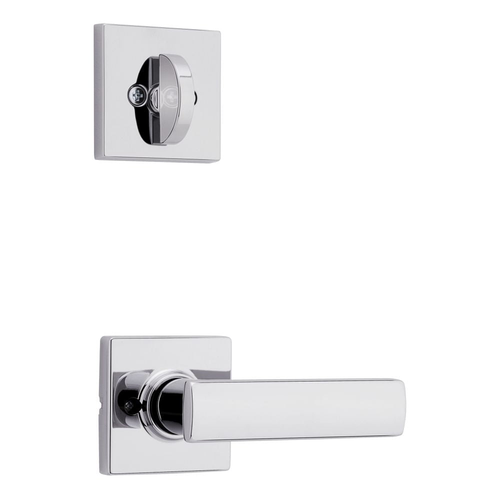 Kwikset 966BRNLSQT-26.UNIV Breton Lever with Square Rose Interior Single Cylinder Handleset Trim for Both 800 and 687 Series Handlesets Bright Chrome Finish