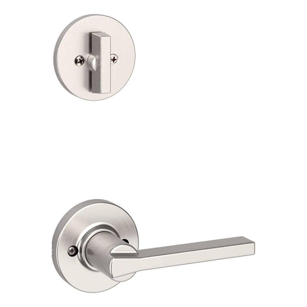 Kwikset 966CSLRDT-15.UNIV Casey Lever with Round Rose Interior Single Cylinder Handleset Trim for Both 800 and 687 Series Handlesets Satin Nickel Finish
