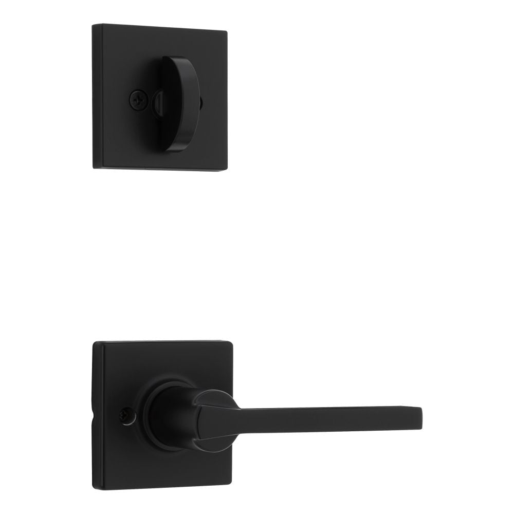 Kwikset 966CSLSQT-514.UNIV Casey Lever with Square Rose Interior Single Cylinder Handleset Trim for Both 800 and 687 Series Handlesets Matte Black Finish
