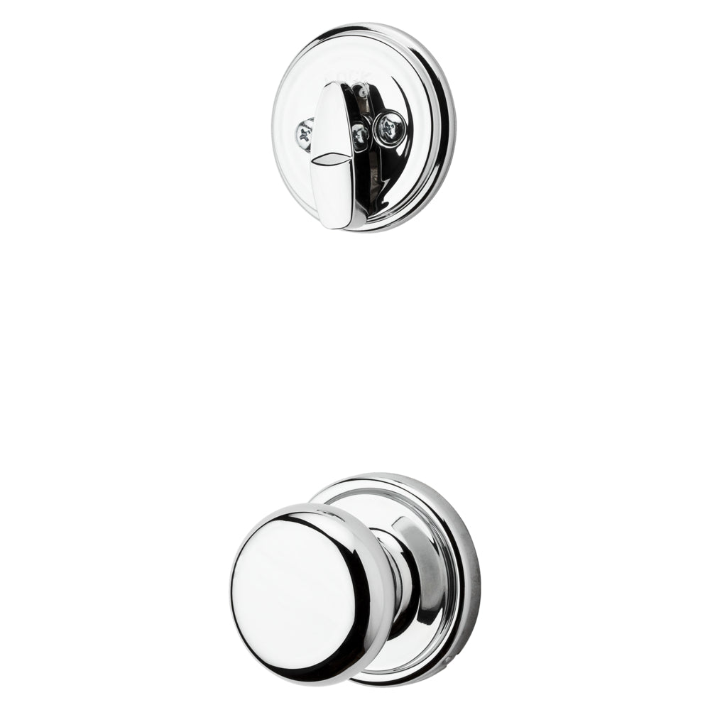 Kwikset 966H-26.UNIV Hancock Knob Interior Single Cylinder Handleset Trim for Both 800 and 687 Series Handlesets Bright Chrome Finish