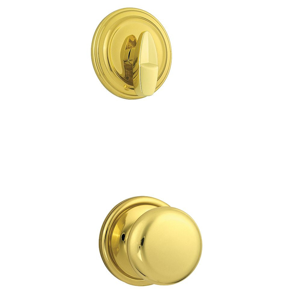 Kwikset 966H-3.UNIV Hancock Knob Interior Single Cylinder Handleset Trim for Both 800 and 687 Series Handlesets Bright Brass Finish