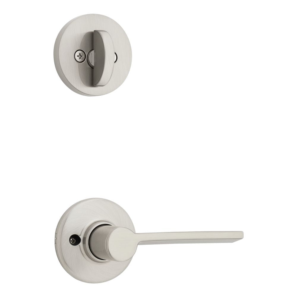 Kwikset 966LRLRDTLH-15.UNIV Left Hand Ladera Lever with Round Rose Interior Single Cylinder Handleset Trim for Both 800 and 687 Series Handlesets Satin Nickel Finish