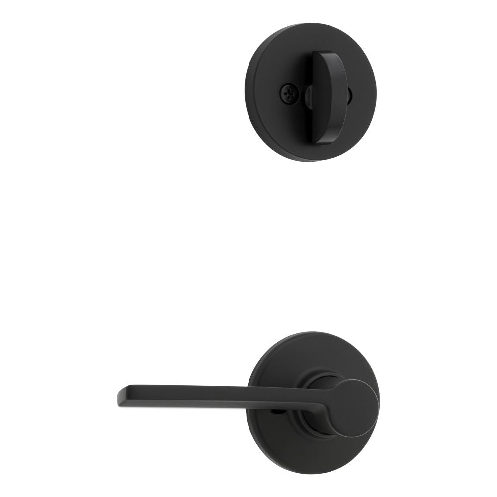 Kwikset 966LRLRDTRH-514.UNIV Right Hand Ladera Lever with Round Rose Interior Single Cylinder Handleset Trim Compatible with Both the 800 Series and 687 Series Handlesets Matte Black Finish