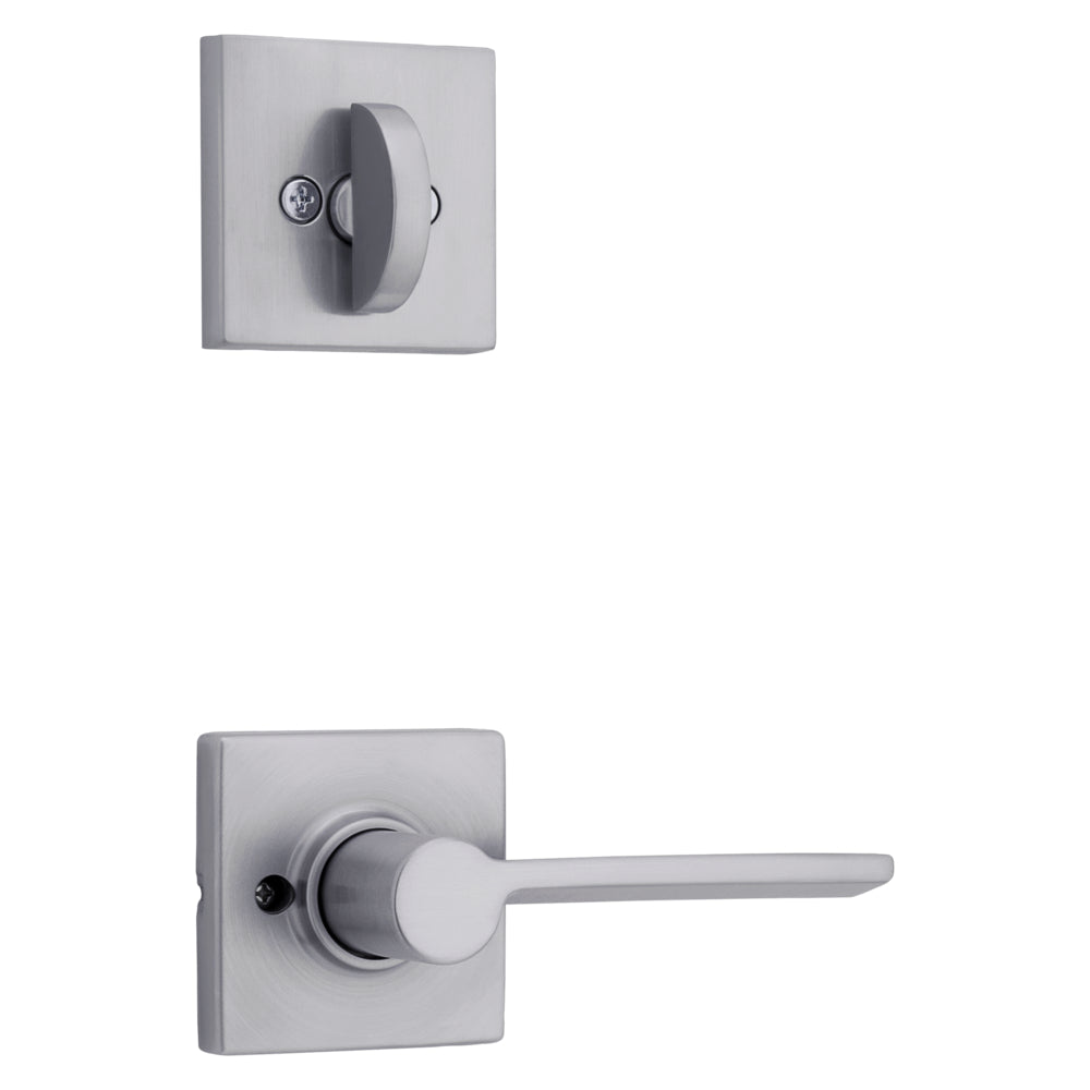 Kwikset 966LRLSQTLH-26D.UNIV Left Hand Ladera Lever with Square Rose Interior Single Cylinder Handleset Trim for Both 800 and 687 Series Handlesets Satin Chrome Finish