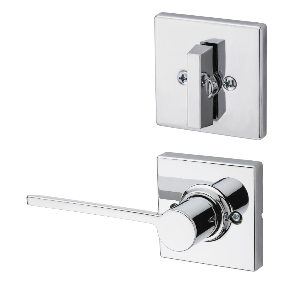 Kwikset 966LRLSQTRH-26.UNIV Right Hand Ladera Lever with Square Rose Interior Single Cylinder Handleset Trim for Both 800 and 687 Series Handlesets Bright Chrome Finish