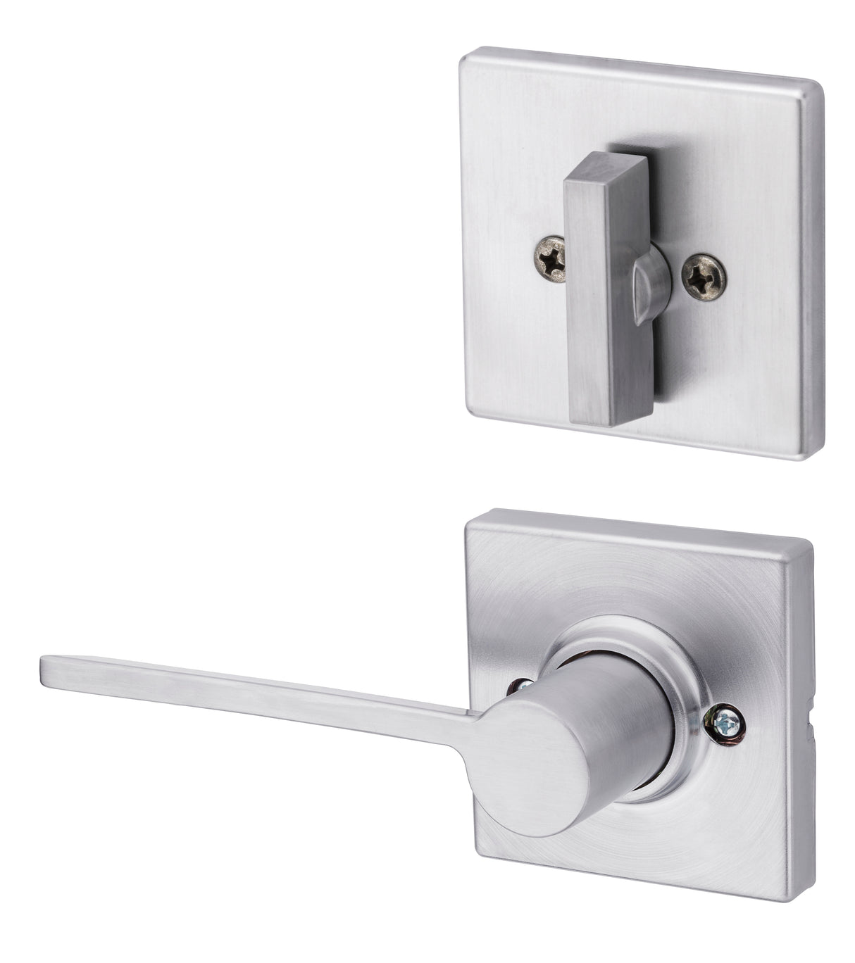 Kwikset 966LRLSQTRH-26D.UNIV Right Hand Ladera Lever with Square Rose Interior Single Cylinder Handleset Trim for Both 800 and 687 Series Handlesets Satin Chrome Finish