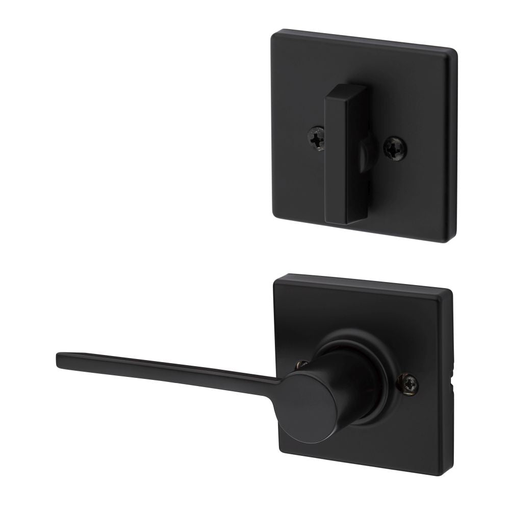 Kwikset 966LRLSQTRH-514.UNIV Right Hand Ladera Lever with Square Rose Interior Single Cylinder Handleset Trim for Both 800 and 687 Series Handlesets Matte Black Finish