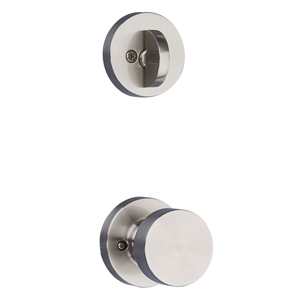 Kwikset 966PSKRDT-15.UNIV Pismo Knob with Round Rose Interior Single Cylinder Handleset Trim for Both 800 and 687 Series Handlesets Satin Nickel Finish