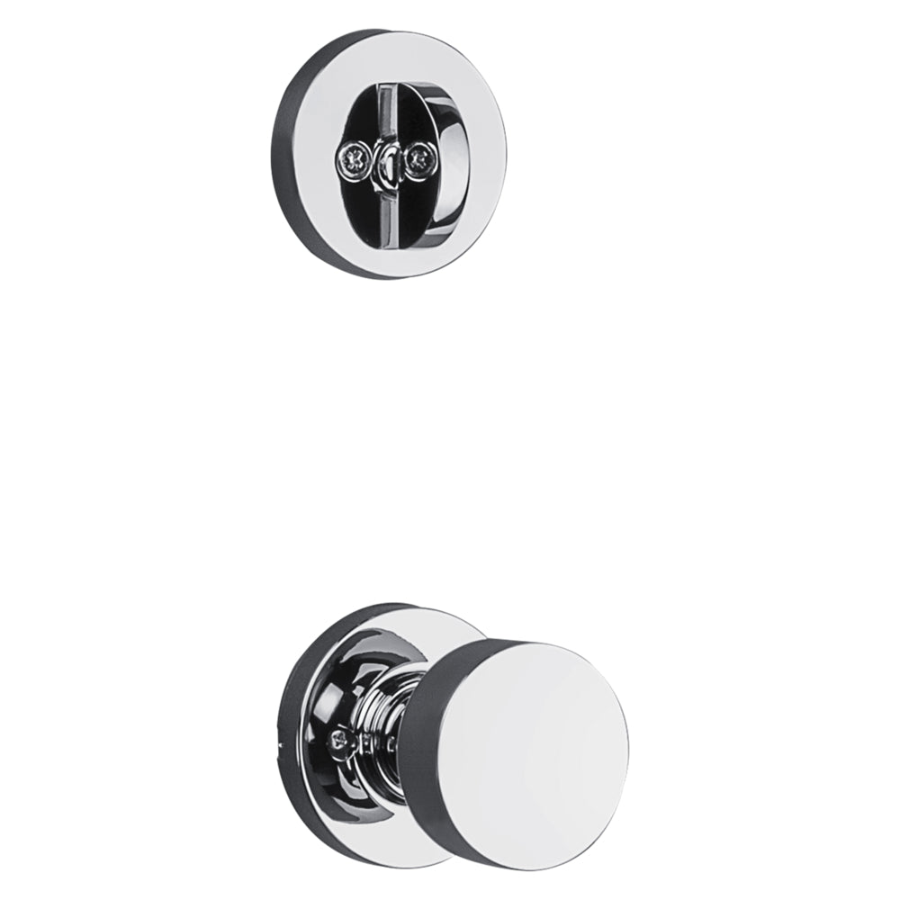 Kwikset 966PSKRDT-26.UNIV Pismo Knob with Round Rose Interior Single Cylinder Handleset Trim for Both 800 and 687 Series Handlesets Bright Chrome Finish