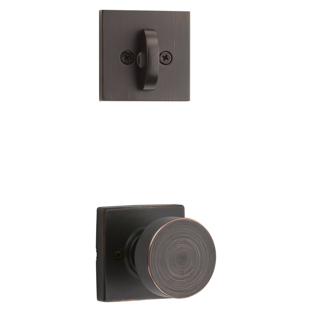 Kwikset 966PSKSQT-11P.UNIV Pismo Knob with Square Rose Interior Single Cylinder Handleset Trim for Both 800 and 687 Series Handlesets Venetian Bronze Finish