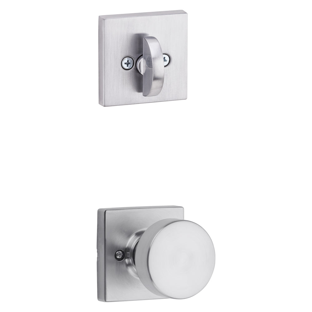 Kwikset 966PSKSQT-26D.UNIV Pismo Knob with Square Rose Interior Single Cylinder Handleset Trim for Both 800 and 687 Series Handlesets Satin Chrome Finish